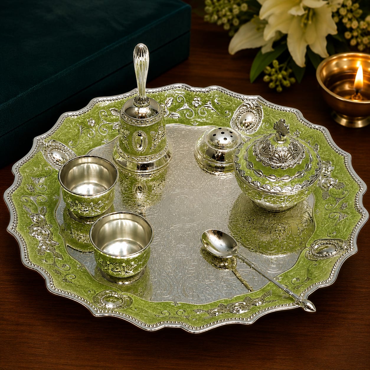 Silver Pooja Thali Set